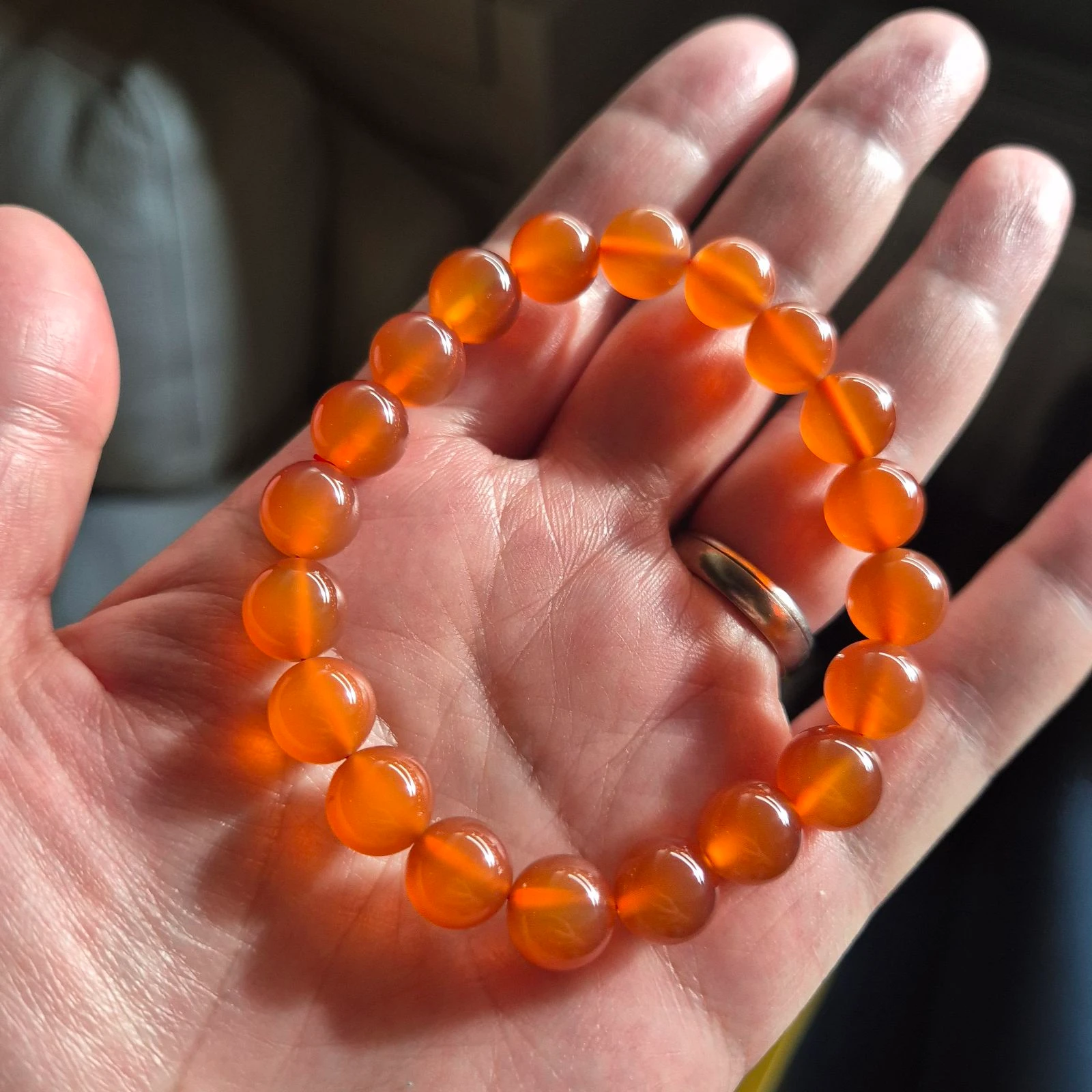 Natural agate beaded bracelet